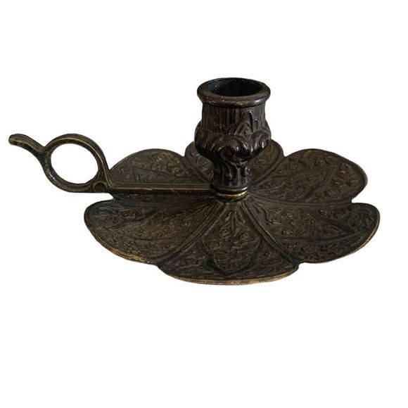 Other - Italian Brass Chamberstick Vintage Brass Decor Ornate Candle Holder Flower